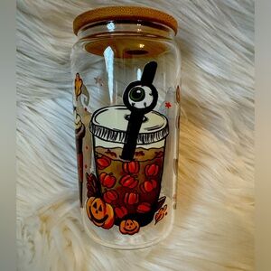 Spooky pumpkin spice glass